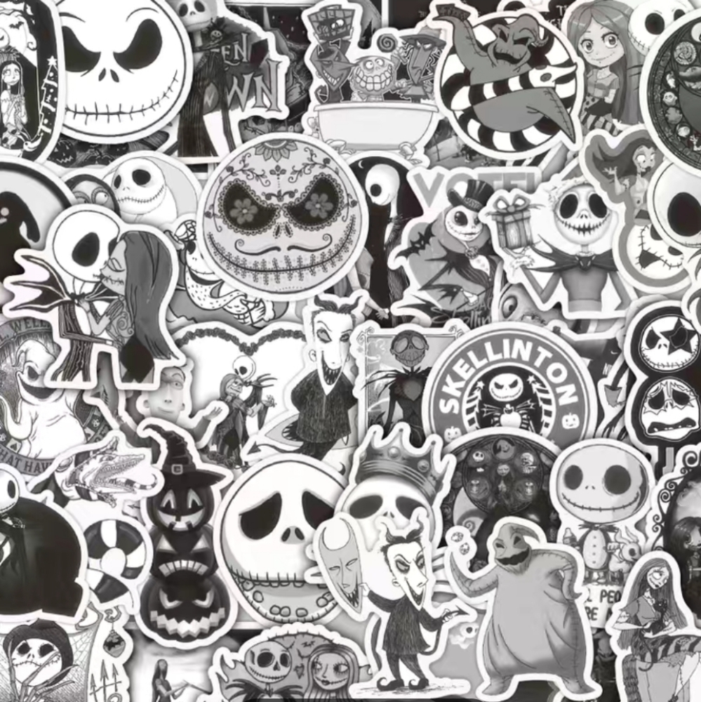 🎄 50 pk B&W nightmare before Christmas stickers NWT
